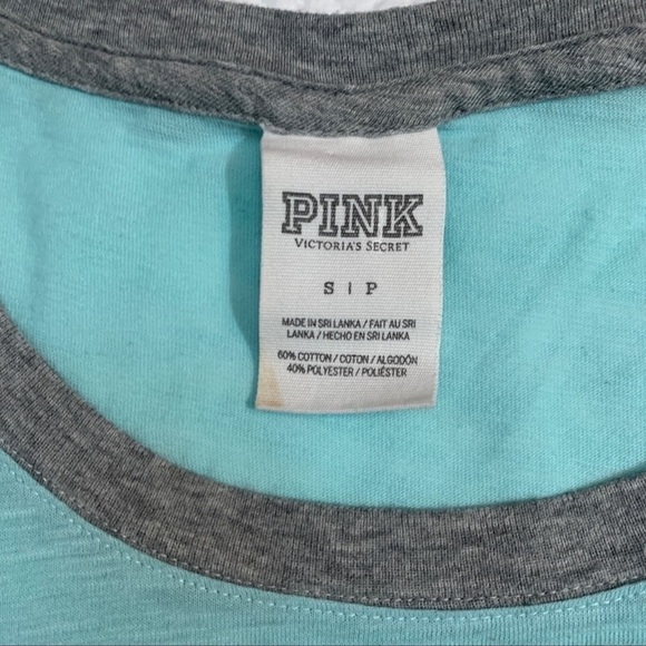Victoria's Secret PINK Short Sleeve Mint Green/Grey T-Shirt S - Picture 7 of 9
